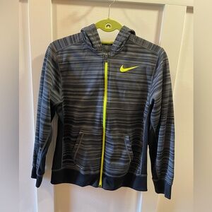 Nike Boys Therma-Fit Gray & Neon Green Zip Up Hoodie Size XL